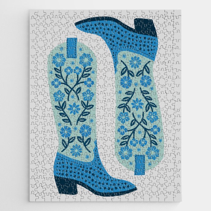 Cowgirl Boots â Mint and Blue Jigsaw Puzzle Gallery Image 1