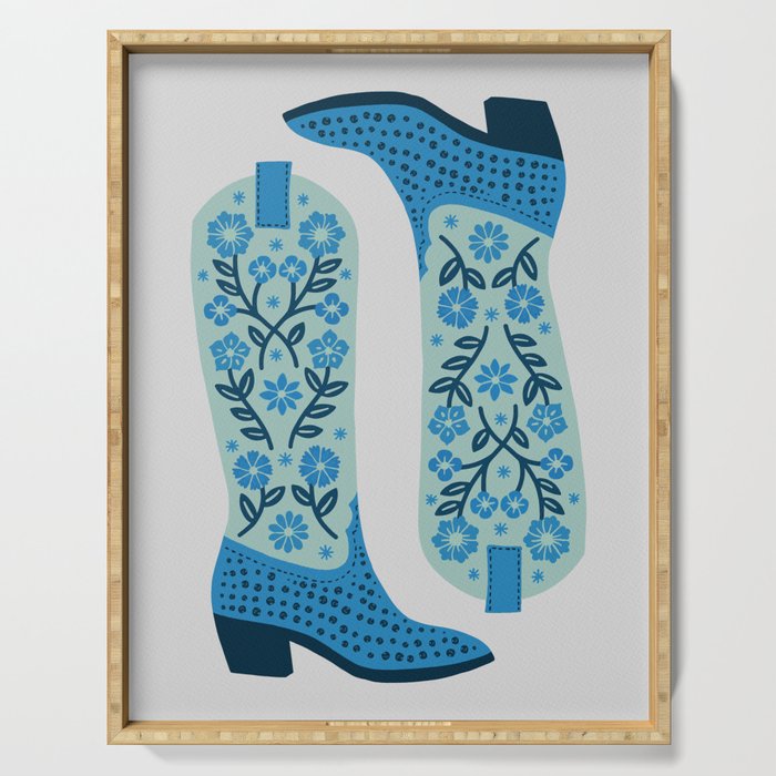 Cowgirl Boots â Mint and Blue Serving Tray Gallery Image 1