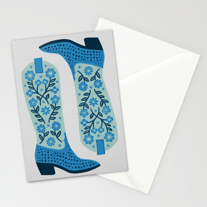 Cowgirl Boots â Mint and Blue Stationery Card Gallery Image 2