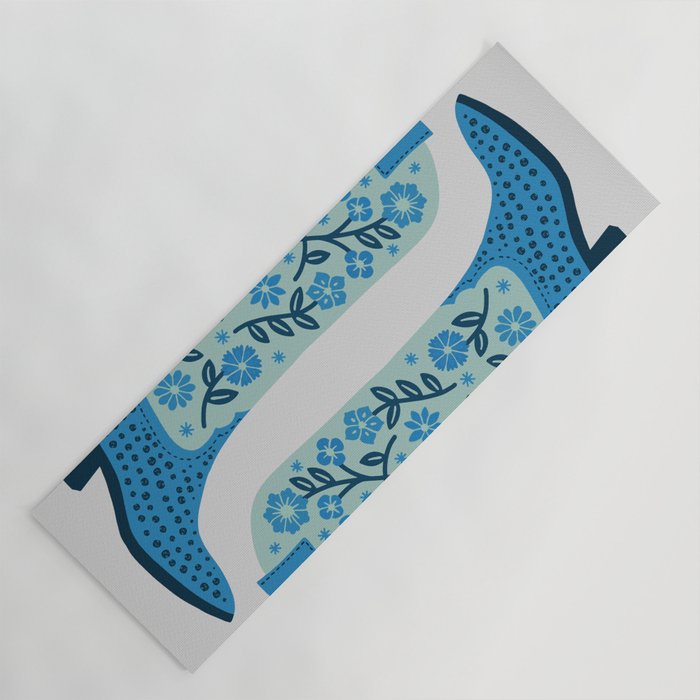 Cowgirl Boots â Mint and Blue Yoga Mat Gallery Image 1