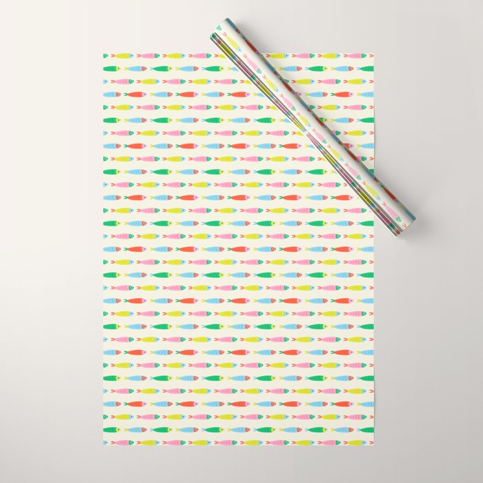 Funny colorful fish cartoon art pattern Wrapping Paper Gallery Image 1