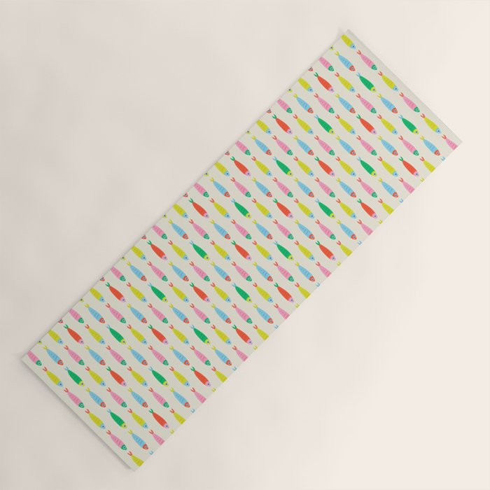 Funny colorful fish cartoon art pattern Yoga Mat Gallery Image 1