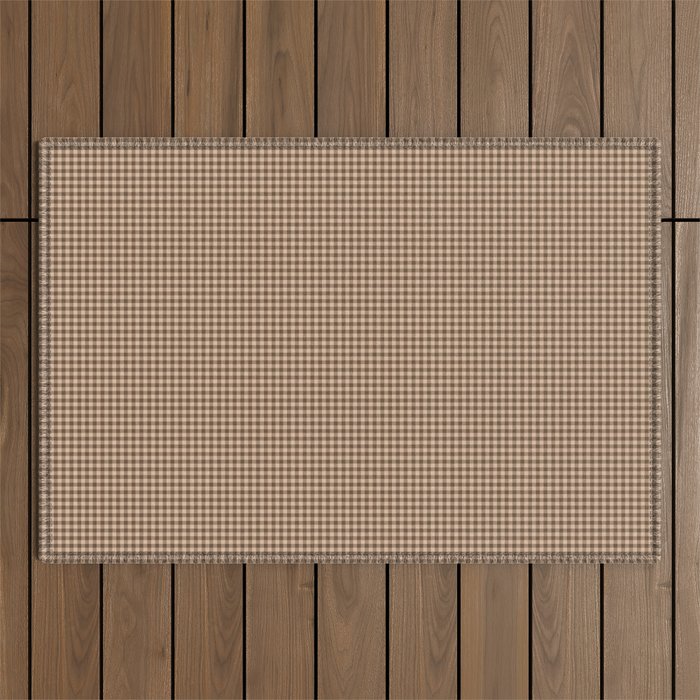 Cozy Amberlight Coffee Gingham Check Outdoor Rug Gallery Image 1