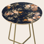 Antique Botanical Peach Roses And Chamomile Midnight Garden Side Table Gallery Image 2