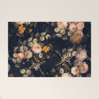 Antique Botanical Peach Roses And Chamomile Midnight Garden Welcome Mat Gallery Image 1