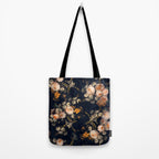 Antique Botanical Peach Roses And Chamomile Midnight Garden Tote Bag Gallery Image 2