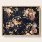 Antique Botanical Peach Roses And Chamomile Midnight Garden Serving Tray Gallery Image 1