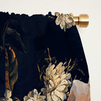Antique Botanical Peach Roses And Chamomile Midnight Garden Window Curtain Gallery Image 2