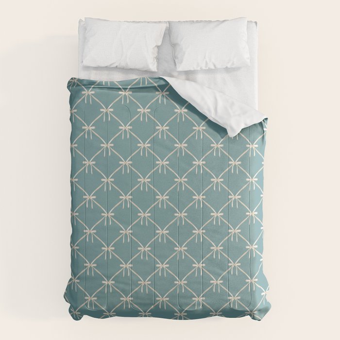 Bows & Ribbons Pattern LIV Teal Green Comforter Gallery Image 1