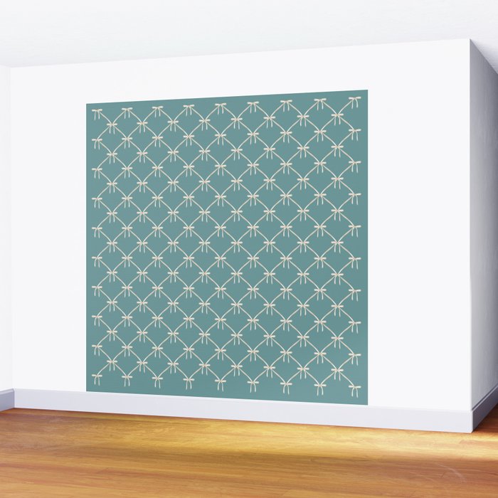 Bows & Ribbons Pattern LIV Teal Green Wall Mural Gallery Image 2