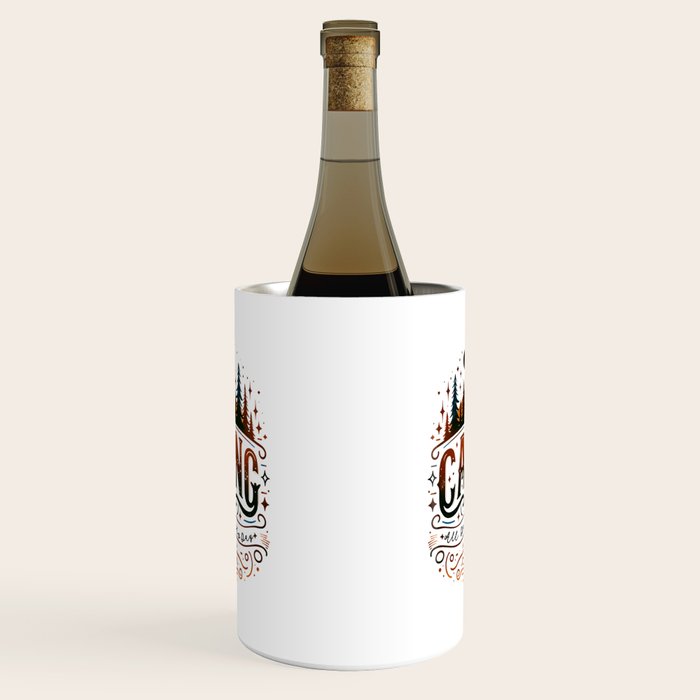 Camping mode, Brown and black retro typography Wine Chiller Gallery Image 1