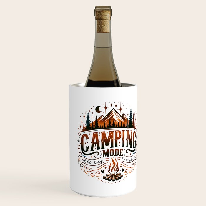Camping mode, Brown and black retro typography Wine Chiller Gallery Image 3