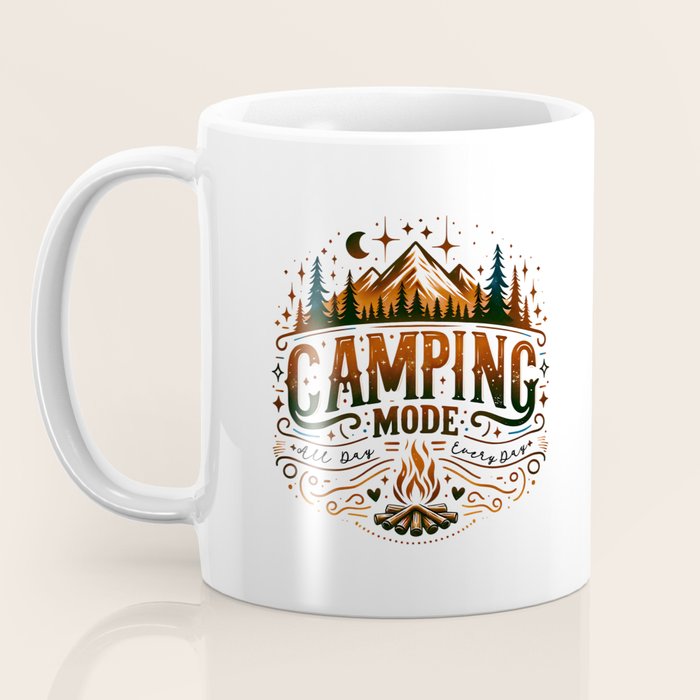 Camping mode, Brown and black retro typography Coffee Mug Gallery Image 3