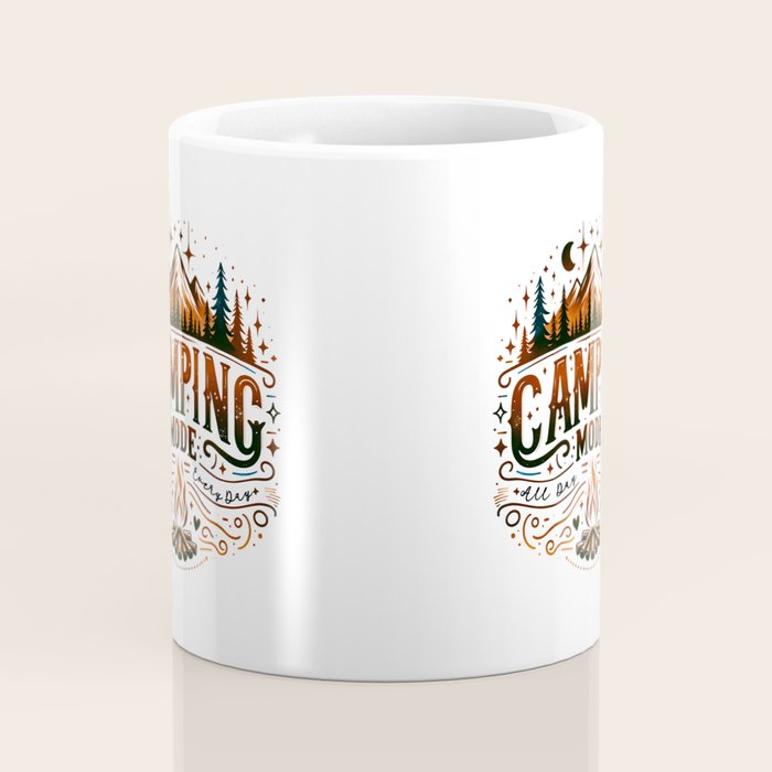 Camping mode, Brown and black retro typography Coffee Mug Gallery Image 4