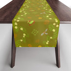 Whimsical Tiny Toys & Pine Branches in Green Table Runner Gallery Image 1