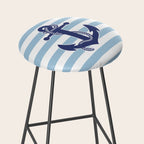 Retro Navy Anchor and Stripes Pattern 226 Blue Stool Gallery Image 2