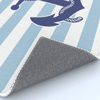 Retro Navy Anchor and Stripes Pattern 226 Blue Rug Gallery Image 4