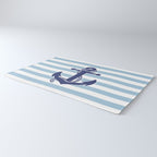 Retro Navy Anchor and Stripes Pattern 226 Blue Rug Gallery Image 3