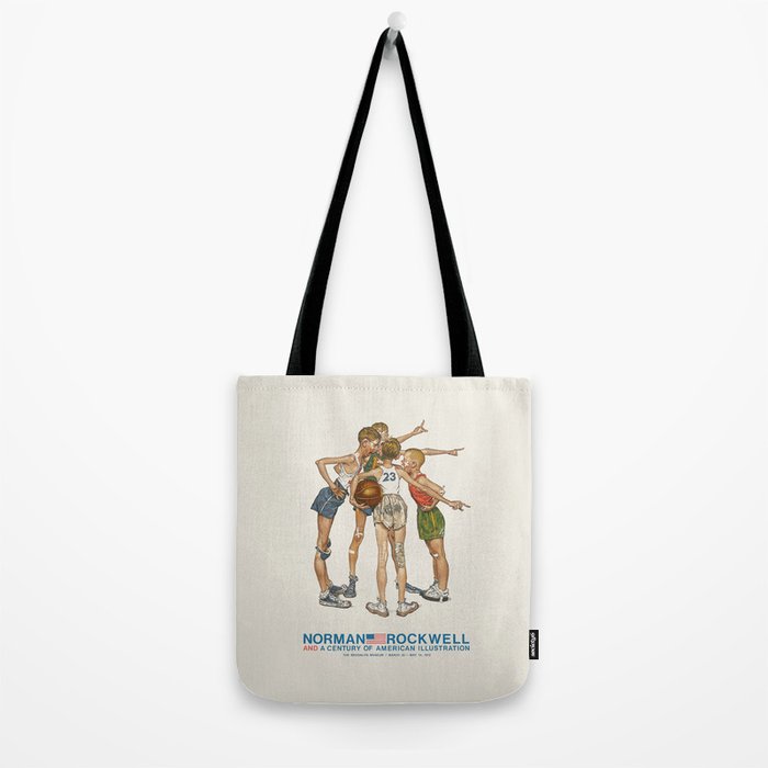 Norman Rockwell Art Exhibition Poster with Basketball illustration Tote Bag Gallery Image 2