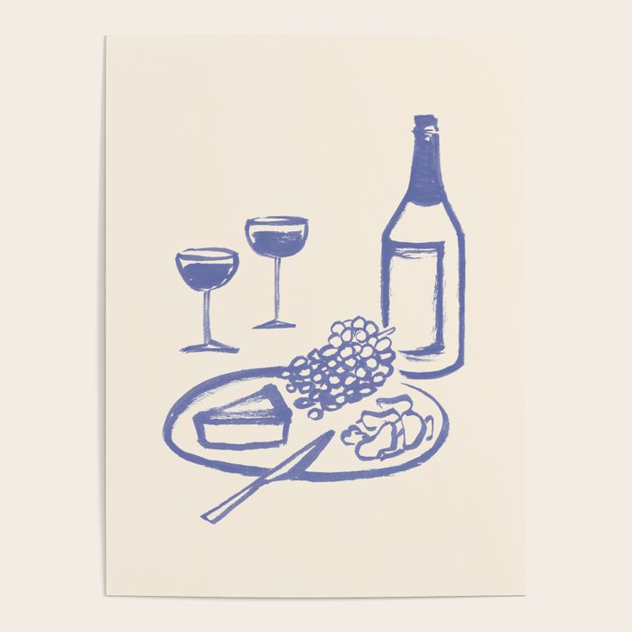 Wine and Cheese Aperitivo - Blue Poster Gallery Image 1