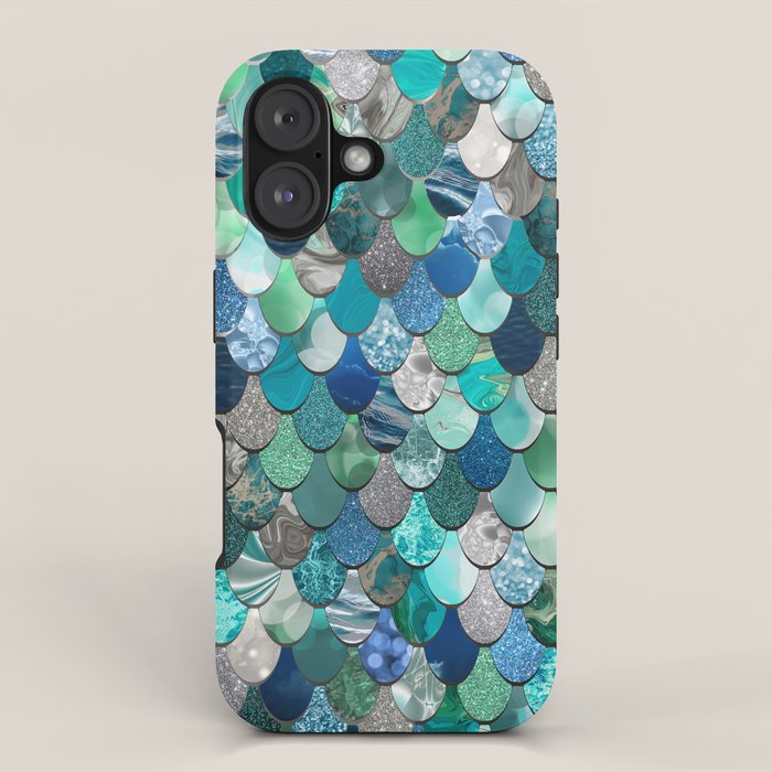 Mermaid Art, Sea,Teal, Mint, Aqua, Blue iPhone Case Gallery Image 1