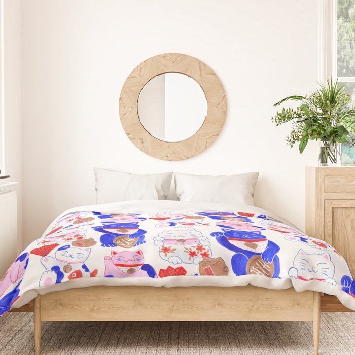 Maneki Neko Lucky Cats Duvet Cover Gallery Image 3