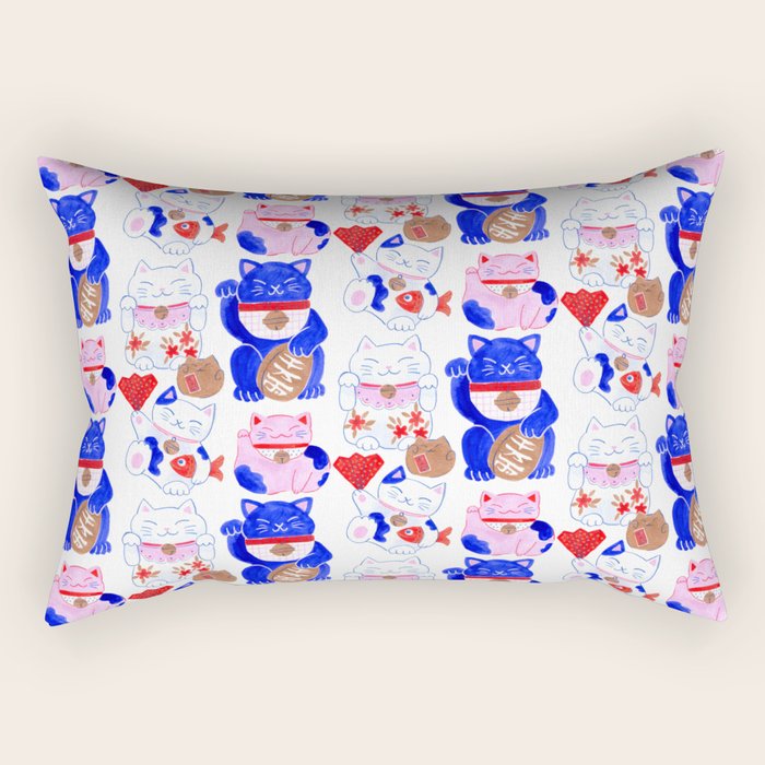 Maneki Neko Lucky Cats Rectangular Pillow Gallery Image 2