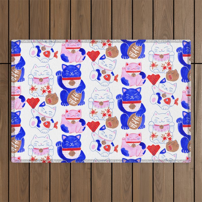 Maneki Neko Lucky Cats Outdoor Rug Gallery Image 1