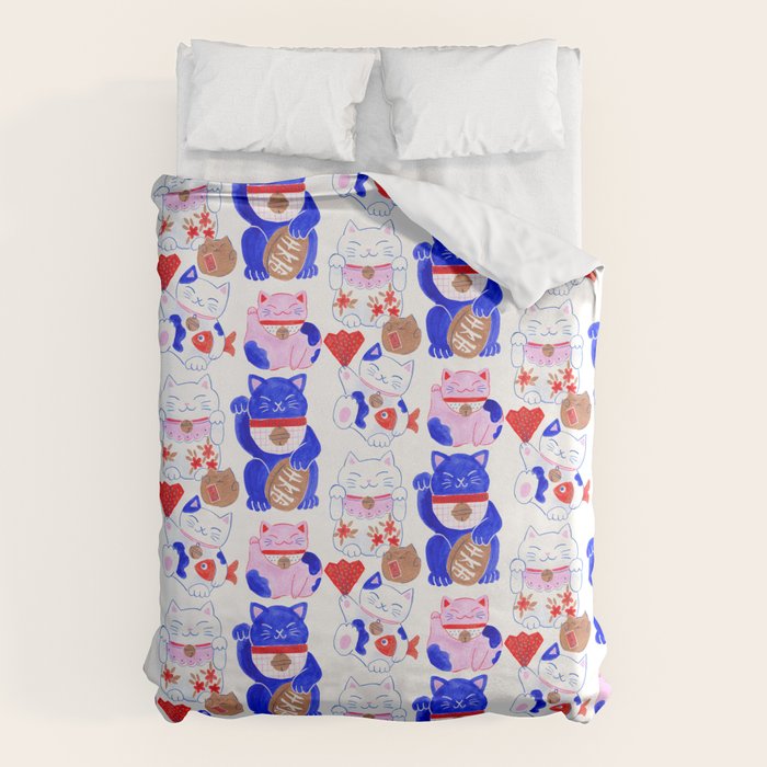 Maneki Neko Lucky Cats Duvet Cover Gallery Image 1