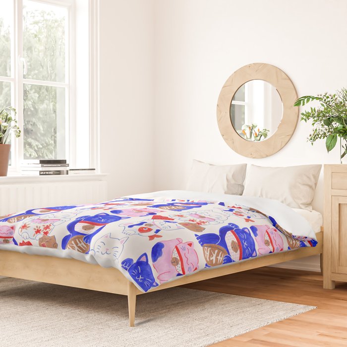 Maneki Neko Lucky Cats Duvet Cover Gallery Image 2