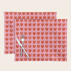 Love Hearts - red on pink Placemat Gallery Image 1