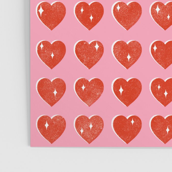 Love Hearts - red on pink Poster Gallery Image 3