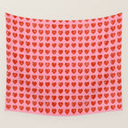 Love Hearts - red on pink Wall Tapestry Gallery Image 4