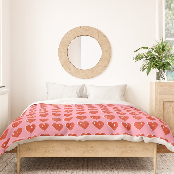 Love Hearts - red on pink Duvet Cover Gallery Image 3