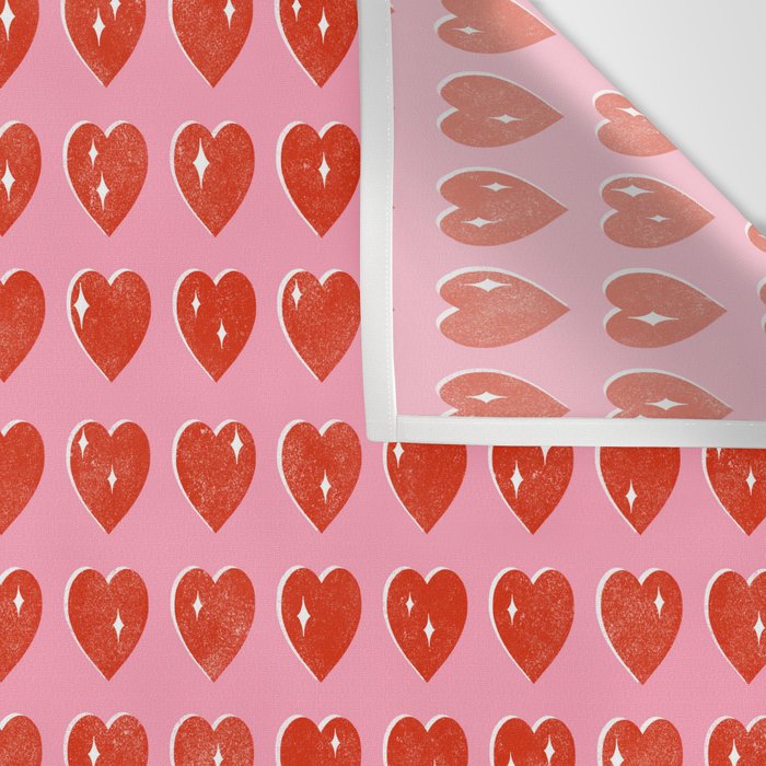 Love Hearts - red on pink Wall Tapestry Gallery Image 3