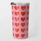 Love Hearts - red on pink Travel Mug Gallery Image 3