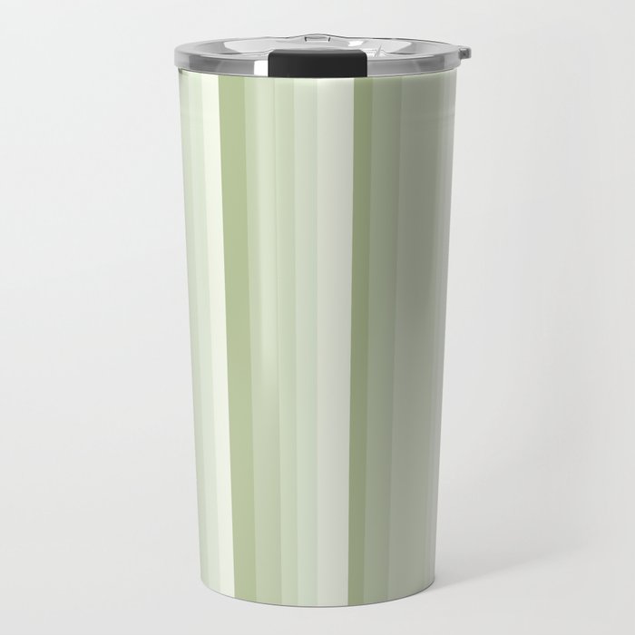 Classic Stripes XXI - Pastel Natural Green Travel Mug Gallery Image 1