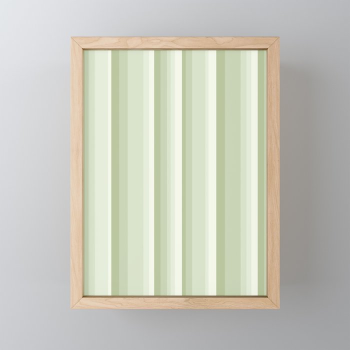 Classic Stripes XXI - Pastel Natural Green Mini Art Print Gallery Image 1