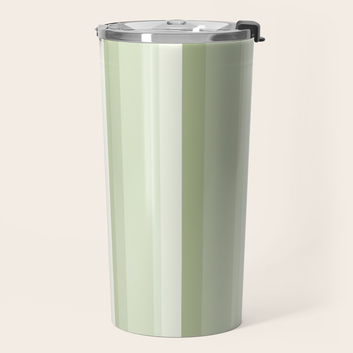 Classic Stripes XXI - Pastel Natural Green Travel Mug Gallery Image 2