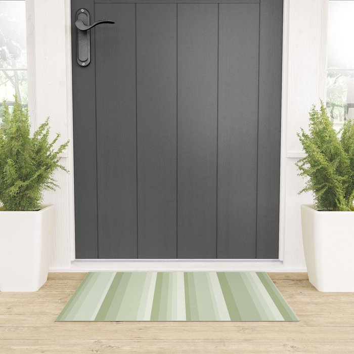 Classic Stripes XXI - Pastel Natural Green Welcome Mat Gallery Image 3