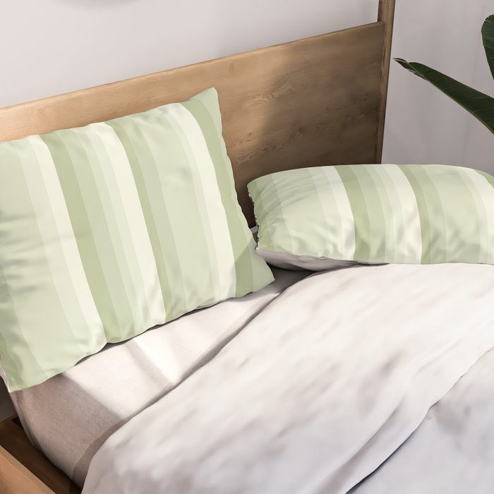 Classic Stripes XXI - Pastel Natural Green Pillow Sham Gallery Image 2