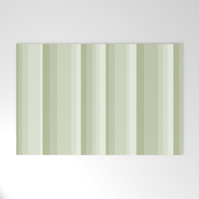 Classic Stripes XXI - Pastel Natural Green Welcome Mat Gallery Image 1