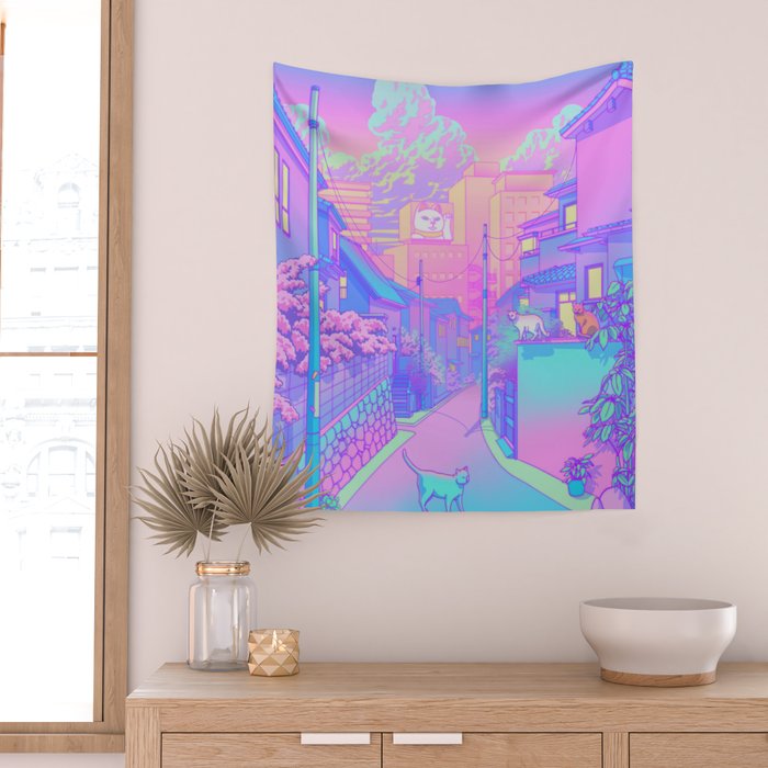Neko City Wall Tapestry Gallery Image 2
