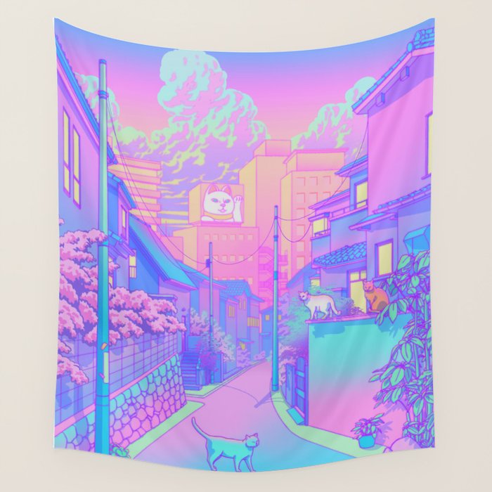 Neko City Wall Tapestry Gallery Image 4
