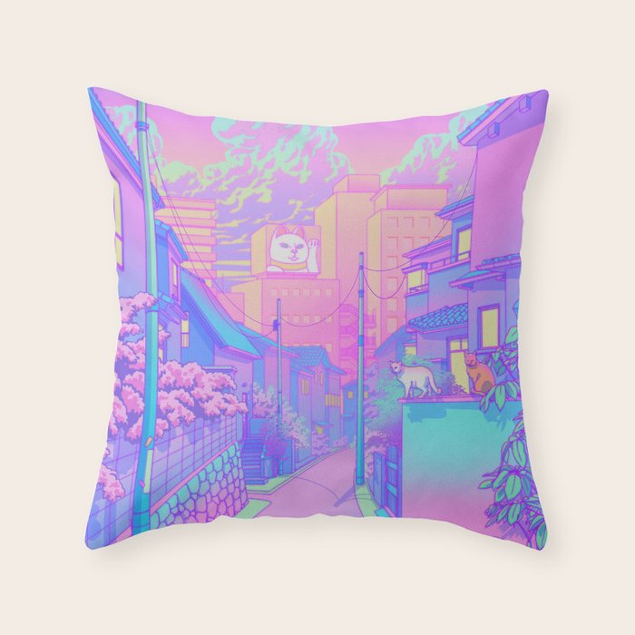Neko City Throw Pillow Gallery Image 6