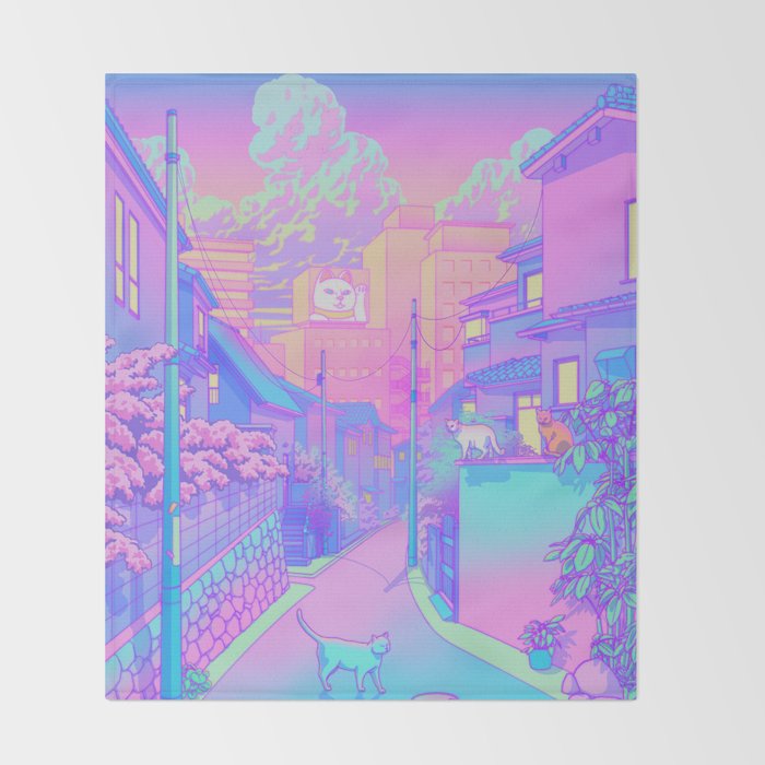 Neko City Throw Blanket Gallery Image 2