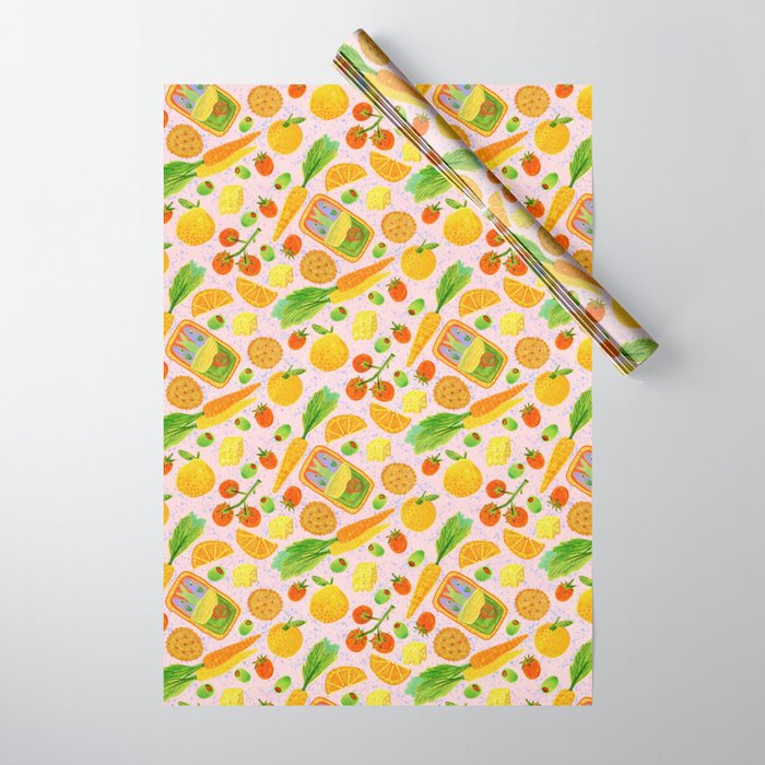 Kitchen Snacks & Apps in Berry Pink Wrapping Paper Gallery Image 1