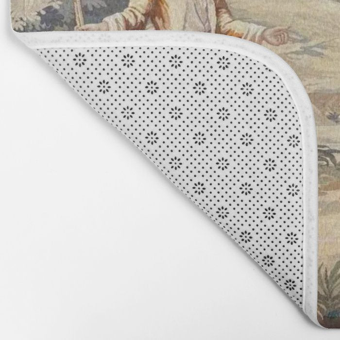 Antique 19th Century French Aubusson Tapestry Romantic Hunting Scene Bath Mat Gallery Image 2