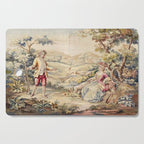 Antique 19th Century French Aubusson Tapestry Romantic Hunting Scene Cutting Board Gallery Image 1