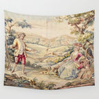 Antique 19th Century French Aubusson Tapestry Romantic Hunting Scene Wall Tapestry Gallery Image 4